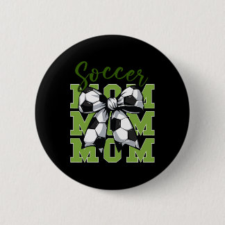 Youth Soccer Mom Coquette Bow Cute Sister Toddler Button