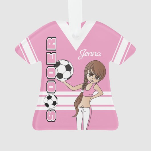 Youth ⚽ Soccer Niedlich Girl | Rosa Ornament (Rückseite)