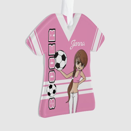 Youth ⚽ Soccer Niedlich Girl | Rosa Ornament (Vorderseite)