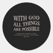 Youth With God All Things Are Ssible Christian Gir Runder Aufkleber (Vorderseite)
