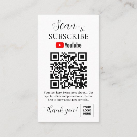 Youtube Abonnieren QR-Code Visitenkarte (Vorderseite)