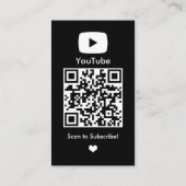 YouTube Black Influencer Vlogger Creator QR Code Visitenkarte (Rückseite)