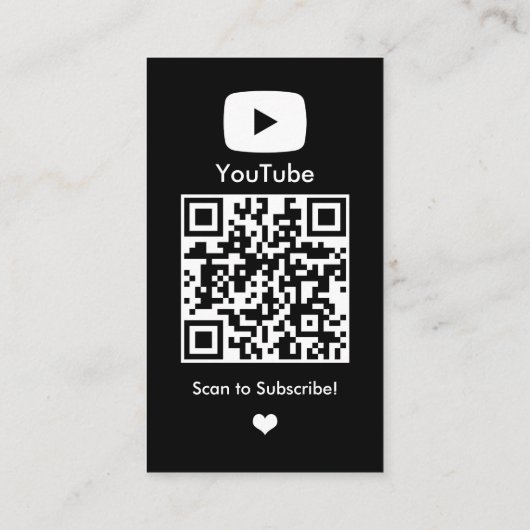 YouTube Black Influencer Vlogger Creator QR Code Visitenkarte (Rückseite)