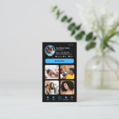 YouTube Blue Influencer Vlogger Creator QR Code Visitenkarte (Stehend Vorderseite)