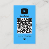 YouTube Blue Influencer Vlogger Creator QR Code Visitenkarte (Rückseite)