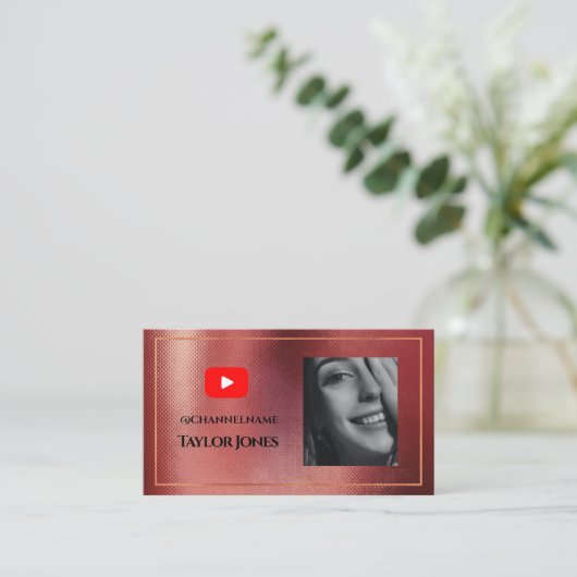 YOUTUBE Channel Advertising QR Code Foto Visitenkarte (Stehend Vorderseite)