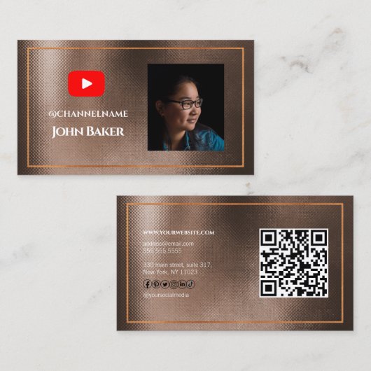 YOUTUBE Channel Advertising QR Code Foto Visitenkarte (Vorne/Hinten)