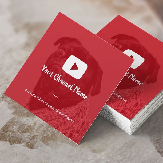 Youtube Channel Custom Red Foto Youtuber Quadratische Visitenkarte