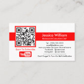 YouTube Channel mit QR Code und Profile Foto Visitenkarte (Rückseite)
