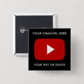 Youtube Channel Name and Text Custom Black Square Button (Vorne & Hinten)
