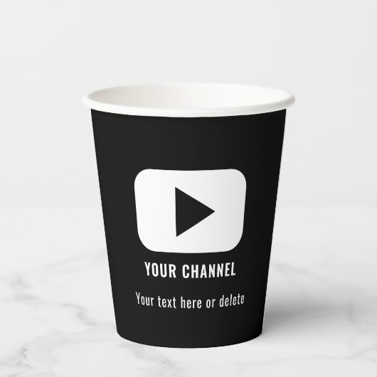 Youtube Channel Name Custom Black Pappbecher (Rückseite)