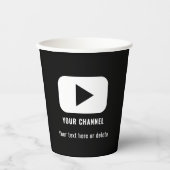 Youtube Channel Name Custom Black Pappbecher (Vorderseite)