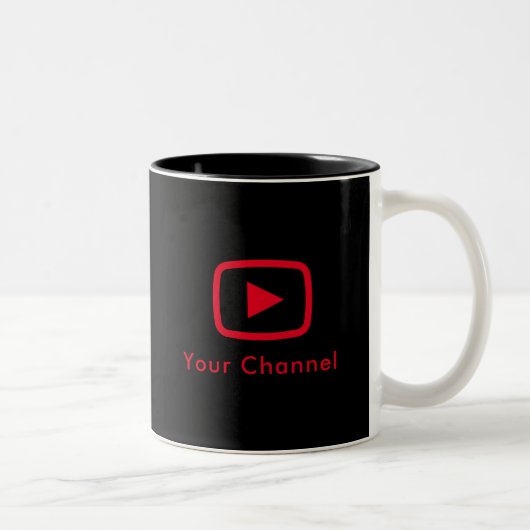 Youtube Channel Name Custom Black Zweifarbige Tasse (Rechts)