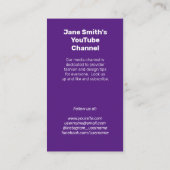 YouTube Channel-Werbeaktion - Lila Filmmotiv Visitenkarte (Rückseite)