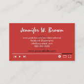 Youtube Channel Youtuber Video Editor Movie Maker Visitenkarte (Rückseite)