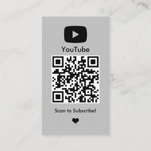 YouTube Gray Influencer Vlogger Creator QR Code Visitenkarte (Rückseite)