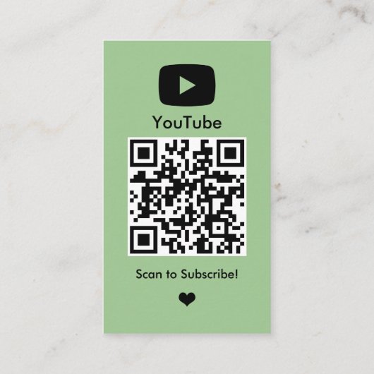 YouTube Green Influencer Vlogger Creator QR Code Visitenkarte (Rückseite)