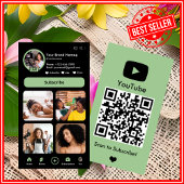YouTube Green Influencer Vlogger Creator QR Code Visitenkarte