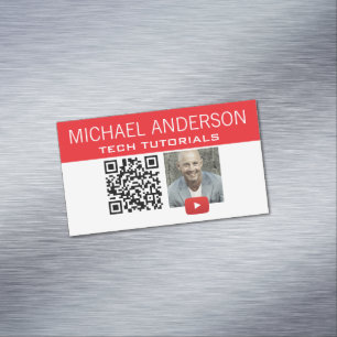 YouTube-Kanal-Logo und QR-Code Moderner YouTuber Magnetische Visitenkarte