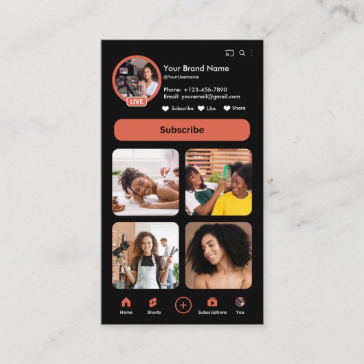 Youtube Korallenriffe Vlogger Creator QR Code Visitenkarte (Vorderseite)