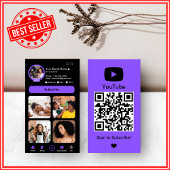 YouTube Lila Influencer Vlogger Creator QR Code Visitenkarte