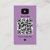 YouTube Lilac Influencer Vlogger Creator QR Code Visitenkarte (Rückseite)