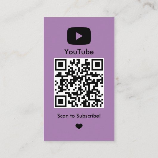 YouTube Lilac Influencer Vlogger Creator QR Code Visitenkarte (Rückseite)