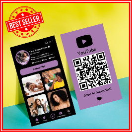 YouTube Lilac Influencer Vlogger Creator QR Code Visitenkarte