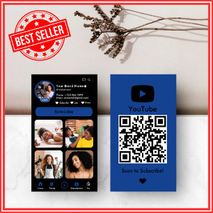 YouTube Navy Influencer Vlogger Creator QR-Code Visitenkarte