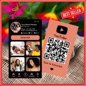 Youtube Peach Vlogger Creator QR Code Visitenkarte