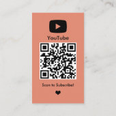 Youtube Peach Vlogger Creator QR Code Visitenkarte (Rückseite)