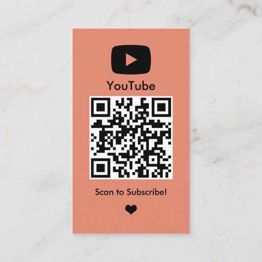 Youtube Peach Vlogger Creator QR Code Visitenkarte (Rückseite)