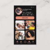 Youtube Peach Vlogger Creator QR Code Visitenkarte (Vorderseite)