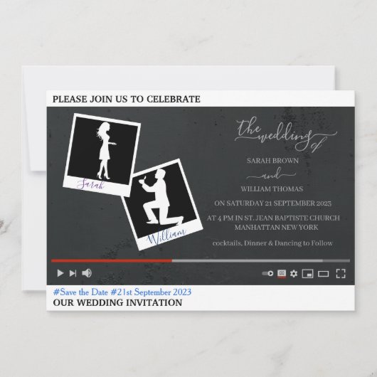 Youtube personalisierte Hochzeit Einladung (Vorderseite)