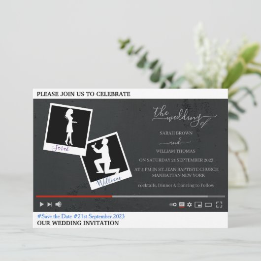 Youtube personalisierte Hochzeit Einladung (Stehend Vorderseite)
