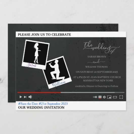 Youtube personalisierte Hochzeit Einladung (Vorne/Hinten)