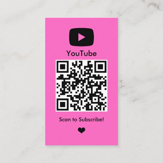 YouTube Pink Influencer Vlogger Creator QR Code Visitenkarte (Rückseite)