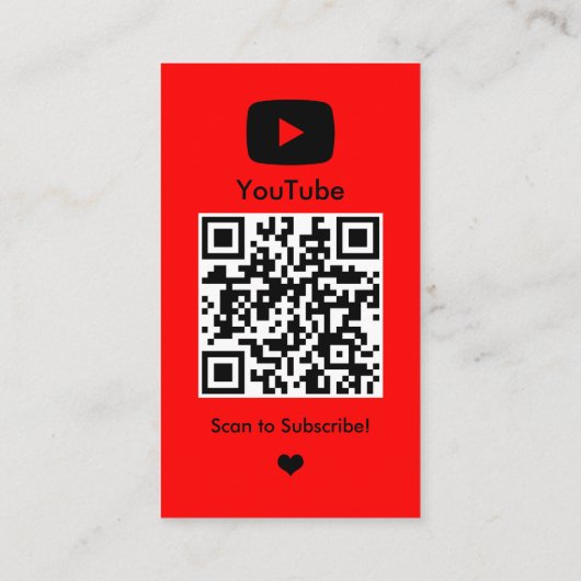 YouTube Red Influencer Vlogger Creator QR Code Visitenkarte (Rückseite)