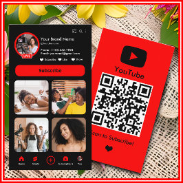 YouTube Red Influencer Vlogger Creator QR Code Visitenkarte