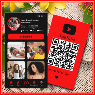 YouTube Red Influencer Vlogger Creator QR Code Visitenkarte