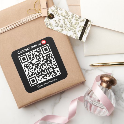 Youtube Verbindung mit US QR Code schwarz Quadratischer Aufkleber (Schenken)
