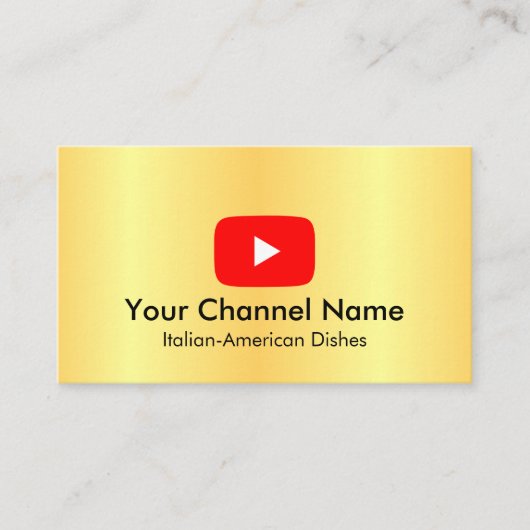 Youtube Vlogger Channel mit QR Code Golden Visitenkarte (Vorderseite)