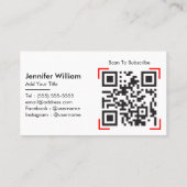 Youtube Vlogger Channel mit QR-Code Minimalistisch Visitenkarte (Rückseite)