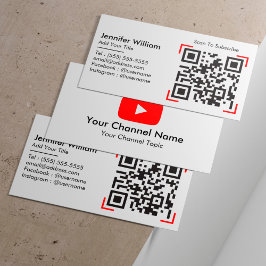 Youtube Vlogger Channel mit QR-Code Minimalistisch Visitenkarte