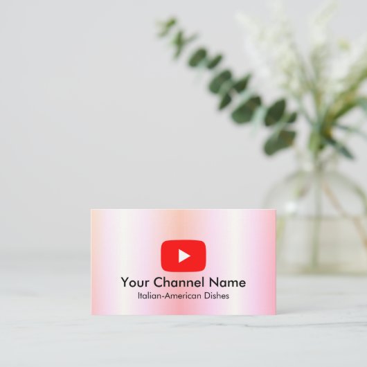 Youtube Vlogger Channel mit QR-Code rosa Visitenkarte (Stehend Vorderseite)
