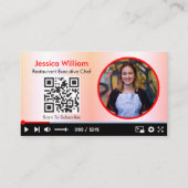 Youtube Vlogger Channel mit QR-Code rosa Visitenkarte (Rückseite)
