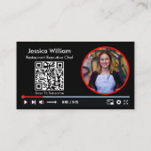Youtube Vlogger Channel mit QR-Code schwarz Visitenkarte (Rückseite)