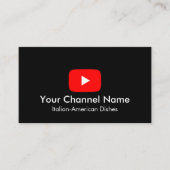 Youtube Vlogger Channel mit QR-Code schwarz Visitenkarte (Vorderseite)