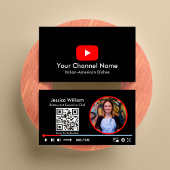 Youtube Vlogger Channel mit QR-Code schwarz Visitenkarte