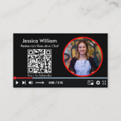 Youtube Vlogger Channel mit QR-Code schwarz Visitenkarte (Rückseite)